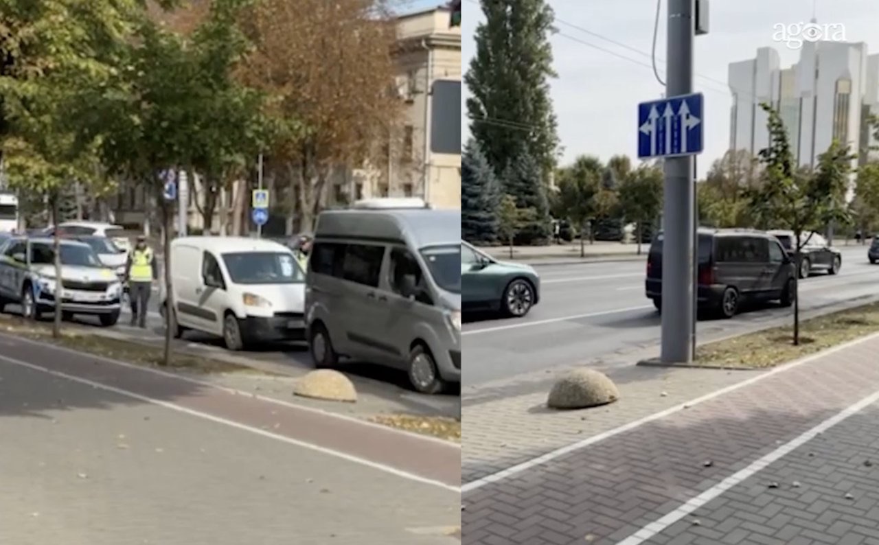 Перед протестами в Кишинёве полиция усилила контроль у парламента: останавливают микроавтобусы и проверяют рюкзаки прохожих.