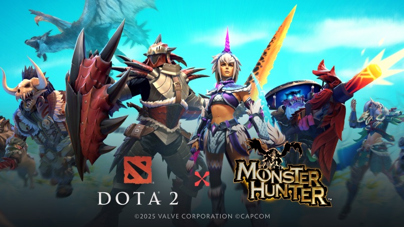 Коллаборация Dota 2 с Monster Hunter добавляет новые сеты, уникальных спутников и механику охоты на героев.
