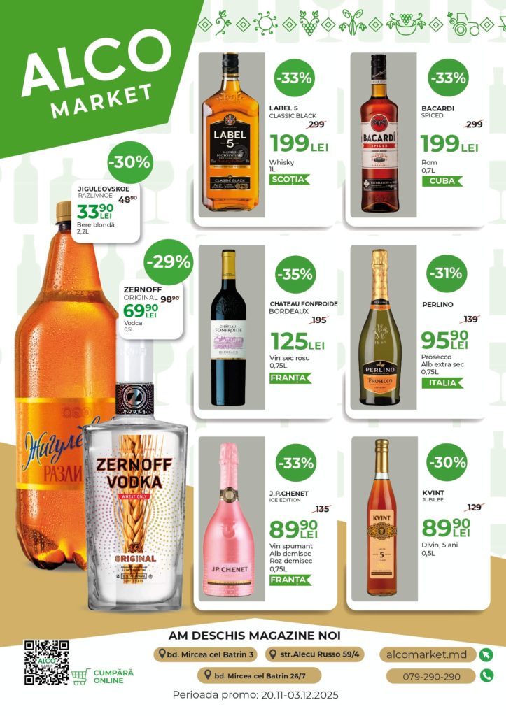 Скидки в ALCO Market в Молдове с 20 ноября по 3 декабря 2025: что выгодно купить к новогоднему столу