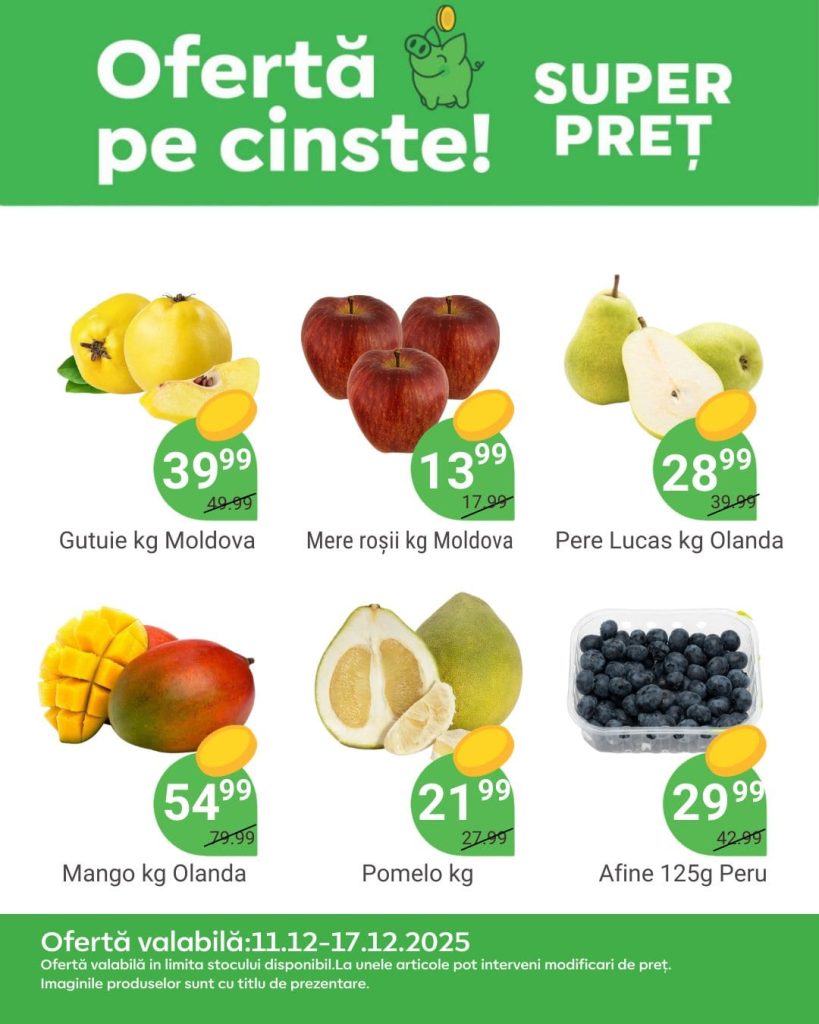 Акция «Ofertă pe cinste» в Local: фрукты и овощи по суперценам с 11 по 17 декабря 2025