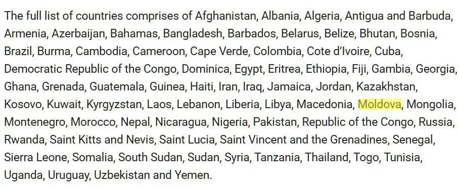 США приостановили выдачу виз для граждан Молдовы и ещё 74 стран: список стран, разъяснение МИД