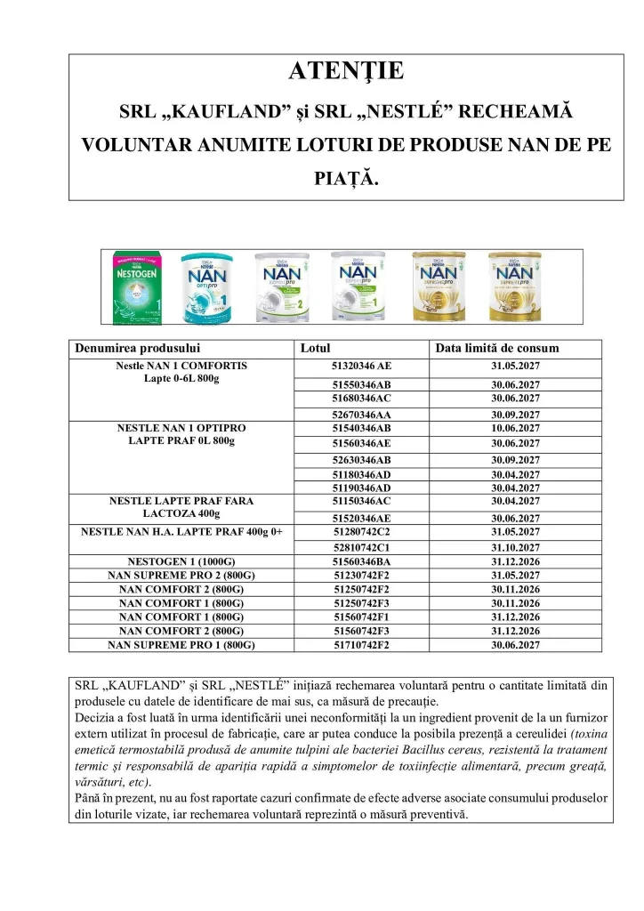 Как определить детское питание Nestlé и Nestogen, которое содержит цереулид, и вернуть товар: ANSA отзывает опасный продукт