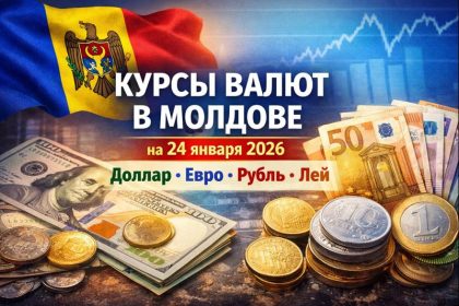 Официальные курсы валют в Молдове на 24 января 2026. Узнай, где выгодно купить или продать доллар, евро, рубль, лей, гривну, фунт стерлингов.