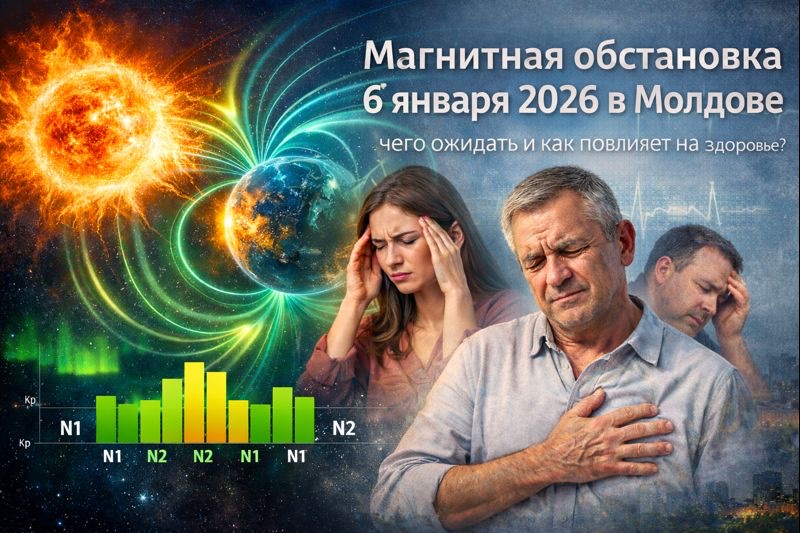 Магнитная обстановка 6 января 2026 в Молдове: прогноз Kp, почасовая активность, влияние на здоровье и советы для метеочувствительных людей.