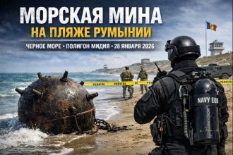 Морская мина на пляже Румынии в Черном море 28 января 2026: где нашли у полигона Мидия, как обезвредили, риски и правила поведения туристам.