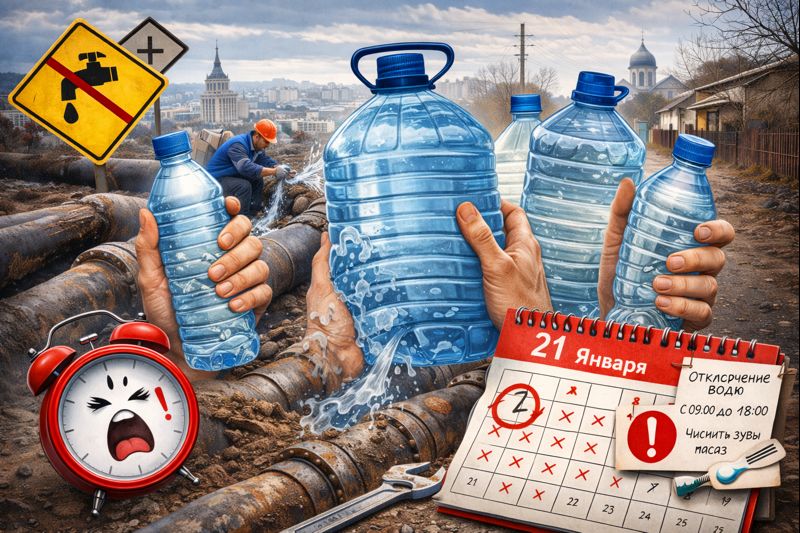 Где в Кишинёве не будет воды 21 января 2026: полный список адресов