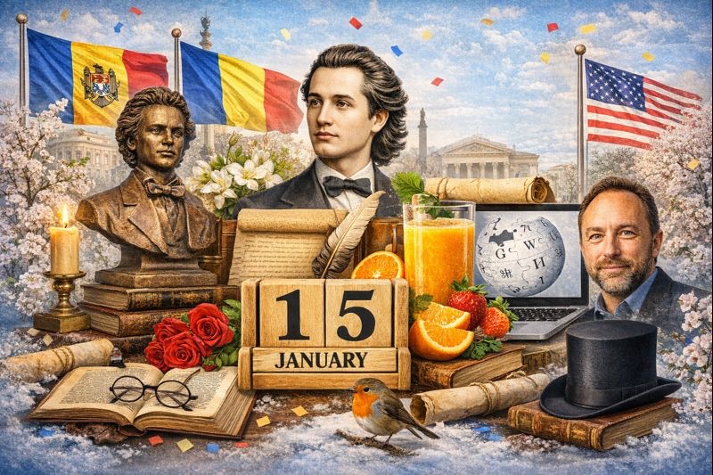 15 января в Молдове отмечают День культуры и Эминеску, празднуют Википедию, шляпы, сок, имена, события, приметы и даты мировой истории.