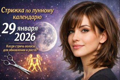 Стрижка 29 января 2026 по лунному календарю: Луна в Близнецах, растущая фаза 84–85%, лучшее время по лунным суткам, окрашивание, уход.