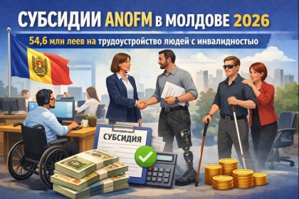Субсидии ANOFM в Молдове 2026: 54,6 млн леев на рабочие места для людей с инвалидностью. Условия, компенсация 50%/75%, документы и заявка.