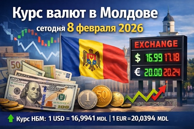 Курс валют в Молдове сегодня 8 февраля 2026: официальный курс НБМ USD, EUR, RON к лея, примеры курсов банков и советы, где менять выгоднее.