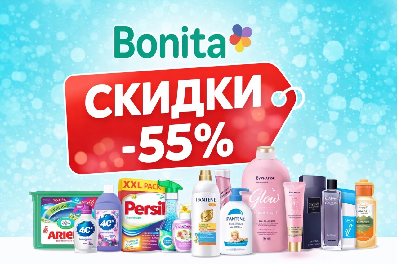 Скидки в Bonita в феврале 2026: до −55%. Цены на стирку, косметику, уход, гигиену и товары для дома с примерами выгодных покупок.