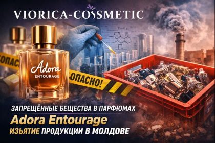 В Молдове изымают парфюмы Adora Entourage Viorica-Cosmetic из-за запрещённых веществ BMHCA и HICC. Проверка партии, возврат и советы.