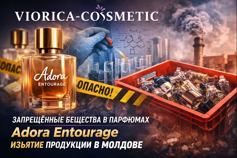 В Молдове изымают парфюмы Adora Entourage Viorica-Cosmetic из-за запрещённых веществ BMHCA и HICC. Проверка партии, возврат и советы.