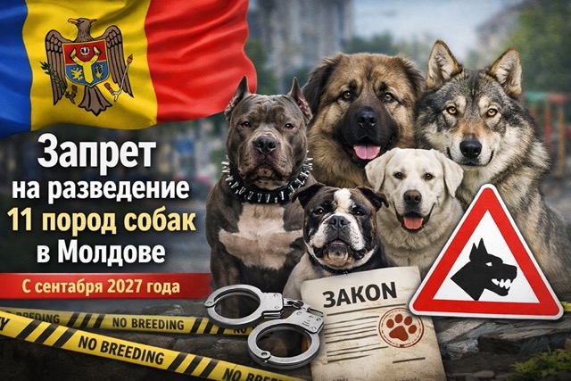 В Молдове с сентября 2027 запретят разведение 11 пород собак: список ANSA, что делать владельцам, регистрация, правила и переходный период.