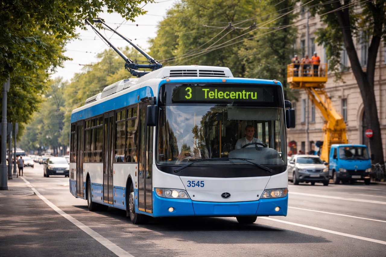 Троллейбус №3 в Кишинёве изменил маршрут 9 марта 2026 из-за неисправности контактной сети на улице А. Матеевич. Как теперь едет транспорт.