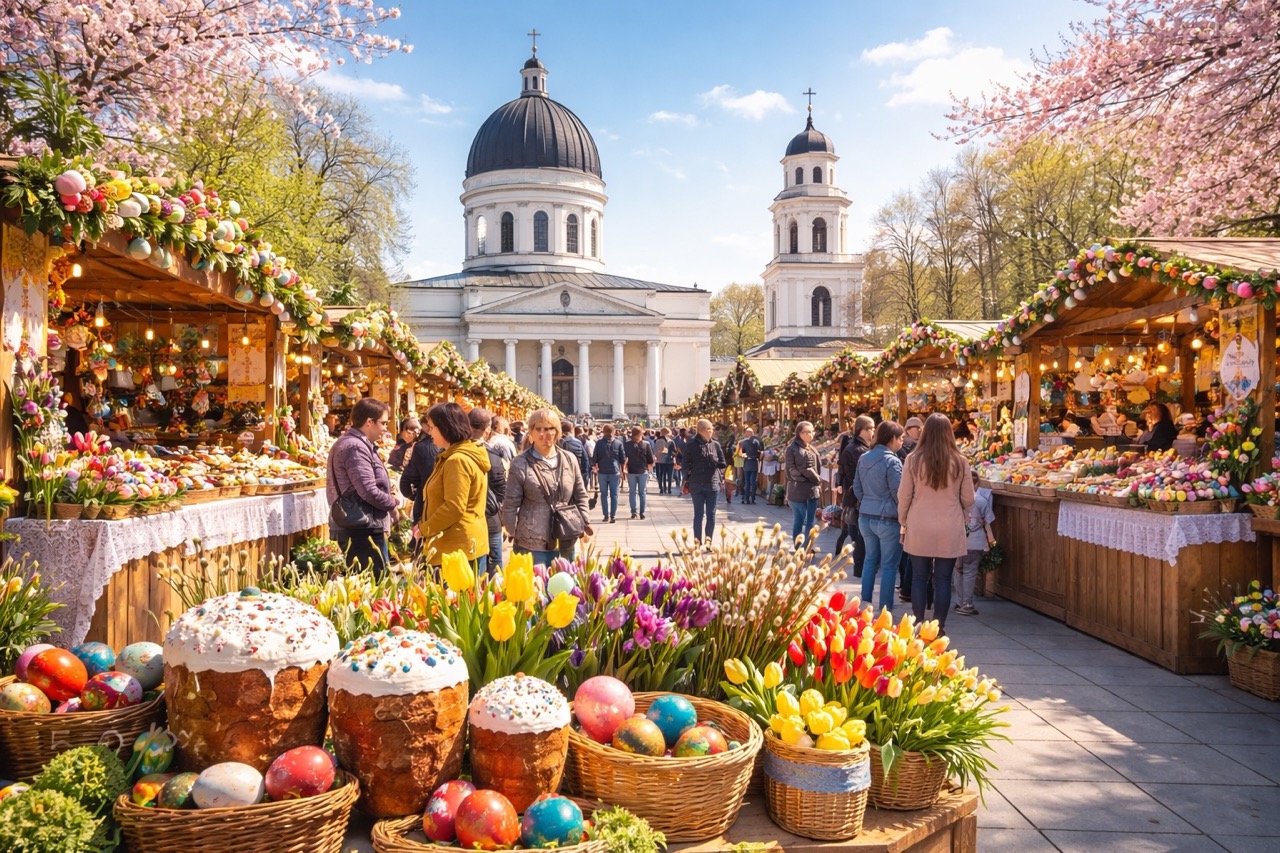 Пасхальные ярмарки в Кишиневе 2026: даты, адреса, что купить у собора, в секторах города и у кладбищ Святого Лазаря и на Матеевича.