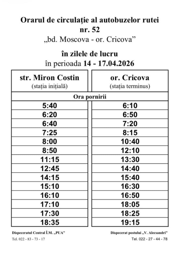 Как изменилось расписание автобусов в Кишинёве ввели на пасхальные каникулы с 14 по 17 апреля 2026 года