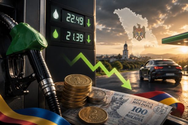 В Молдове с 28 мая 2026 дешевеют бензин A-95 и дизтопливо. Новые цены НАРЭ: 31,21 и 28,96 лея за литр. Что это значит для водителей.