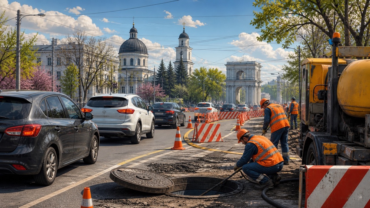В Кишиневе с 4 по 10 мая частично ограничено движение на улице Ипате Сорочану из-за ремонта канализации. Где перекрыто и как объехать участок.