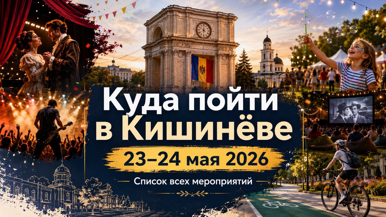 Куда пойти в Кишинёве 23–24 мая 2026: афиша выходных, концерты, театр, детские спектакли, VeloHora, фестивали и лучшие события.