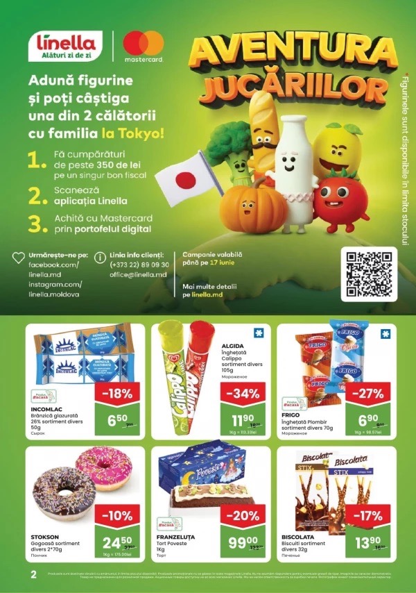 Скидки до 48% в Linella по акциям «Aventura Jucăriilor», «Preț mic» и «Reduceri weekend» с 21 мая по 3 июня 2026 года