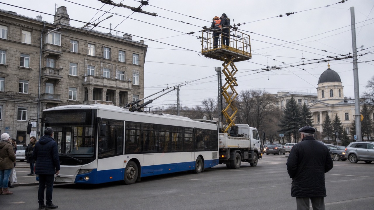 Авария на контактной сети в центре Кишинёва 4 мая изменила маршруты троллейбусов №3, №4 и №29. Что известно пассажирам сегодня.