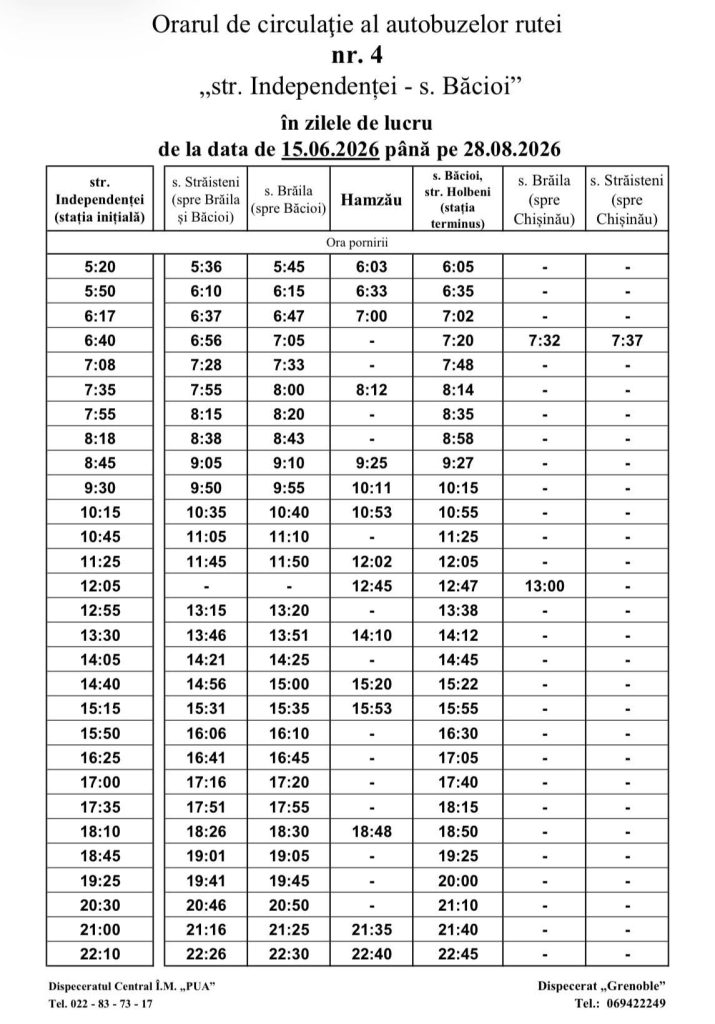 Автобусы № 4, 9, 11 в Кишинёве меняют расписание с 15 июня по 29 августа 2026 года: какой новый график