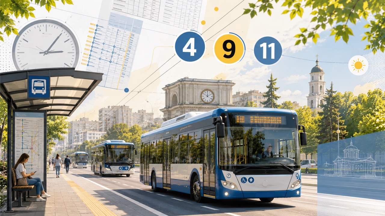 С 15 июня 2026 года в Кишинёве изменилось расписание автобусов №4, №9 и №11. Новые графики действуют до 28 августа.