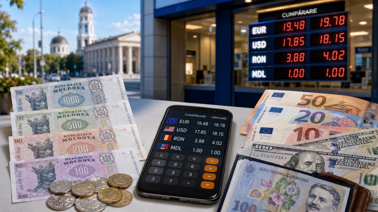Курс валют в Молдове на 23 июня 2026: евро, доллар, румынский лей, гривна и рубль по НБМ, банкам и обменным пунктам.