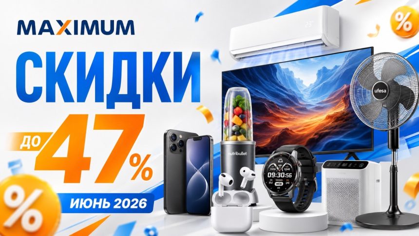 Скидки Maximum до 47% в июне 2026: техника, смартфоны, ТВ, кондиционеры, гаджеты, цены, акции, кэшбэк и лучшие товары каталога.