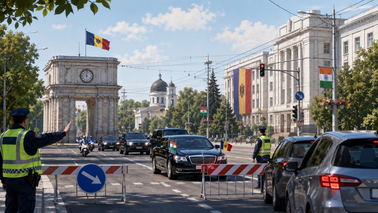 Центр Кишинева и дорогу в аэропорт частично перекрыли 20 июля. Причины ограничений, время их действия, маршруты объезда и программу визита.