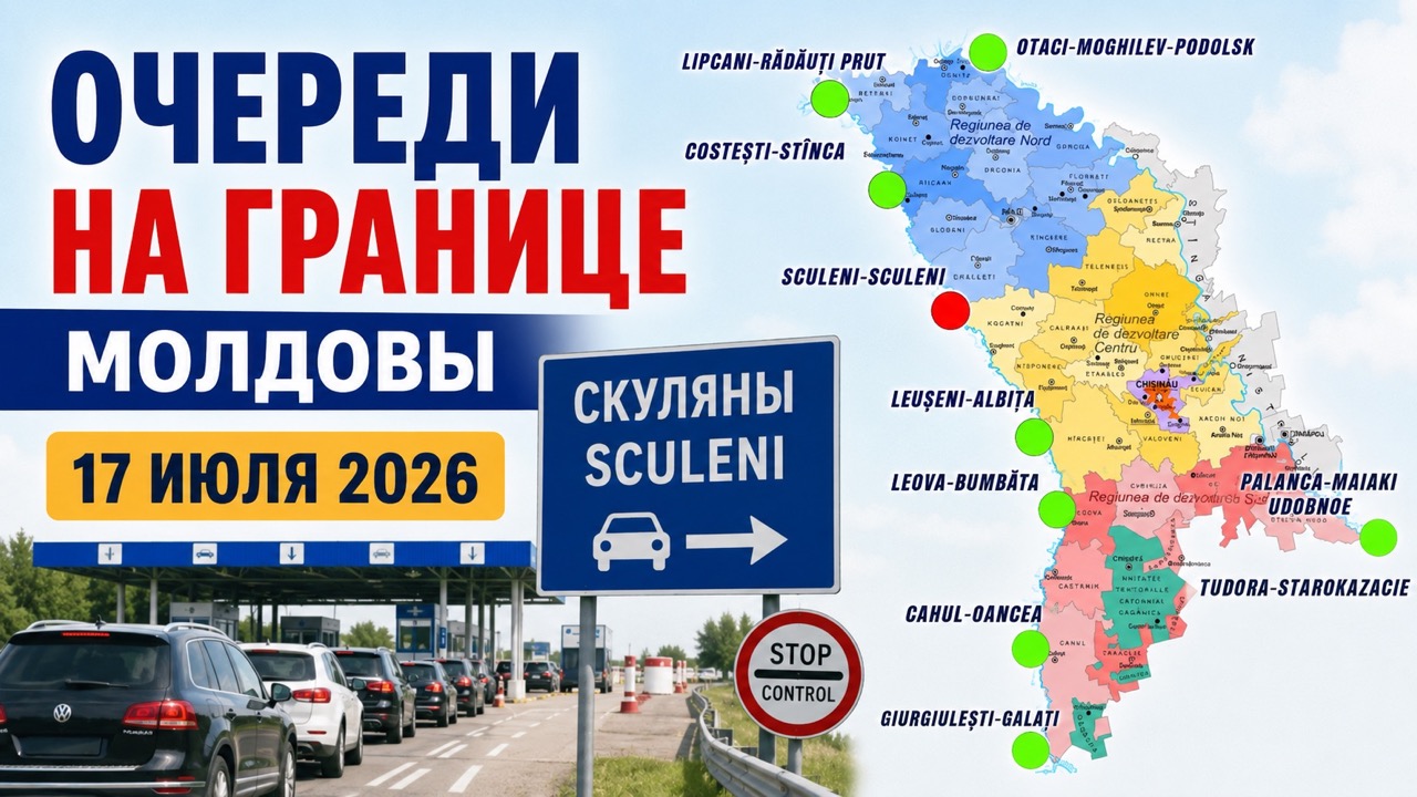 На КПП Скуляны 17 июля 2026 года возникла очередь на выезд из Молдовы. Узнайте, какие переходы выбрать и как проверить загруженность границы.