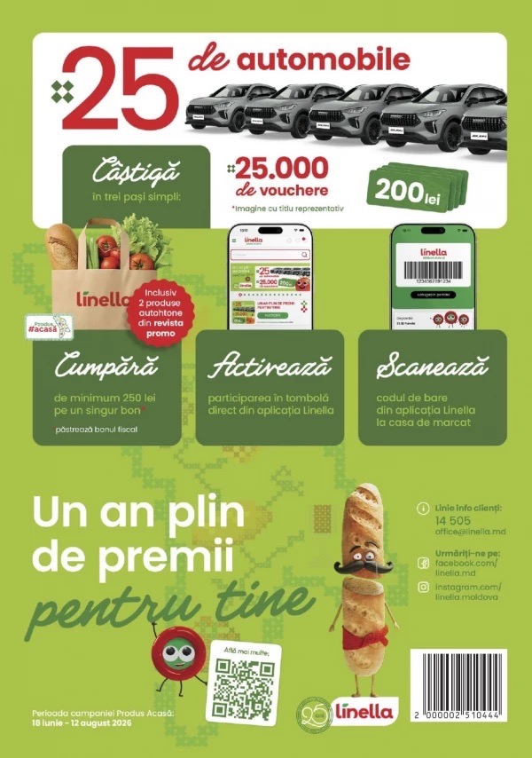 Скидки до 57% в Linella с 16 июля 2026 года в акции «Un an plin de premii pentru tine»: что можно выгодно купить