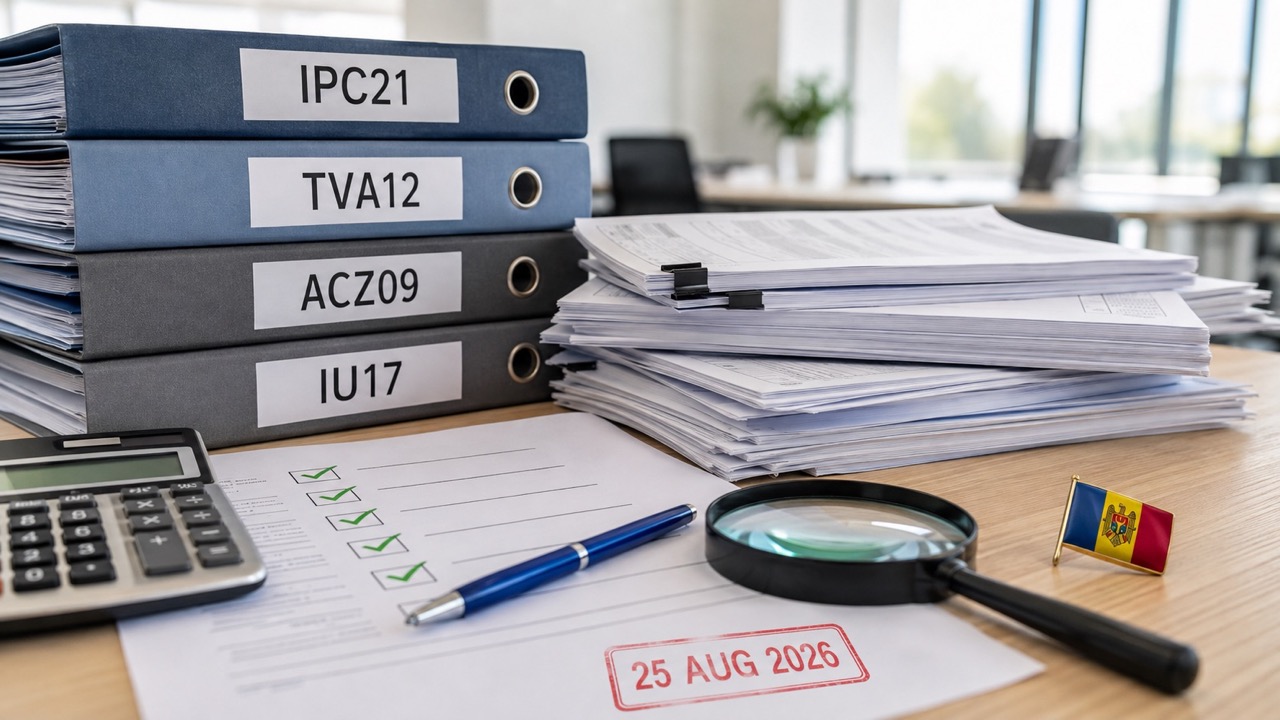До 25 августа 2026 нужно уплатить налоги и взносы за июль. Формы IPC21, IU17, TVA12, ACZ09, сроки, платежи и суммы для бизнеса.