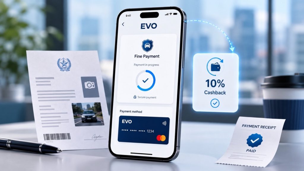 Как оплатить штраф через EVO и получить 10% cashback