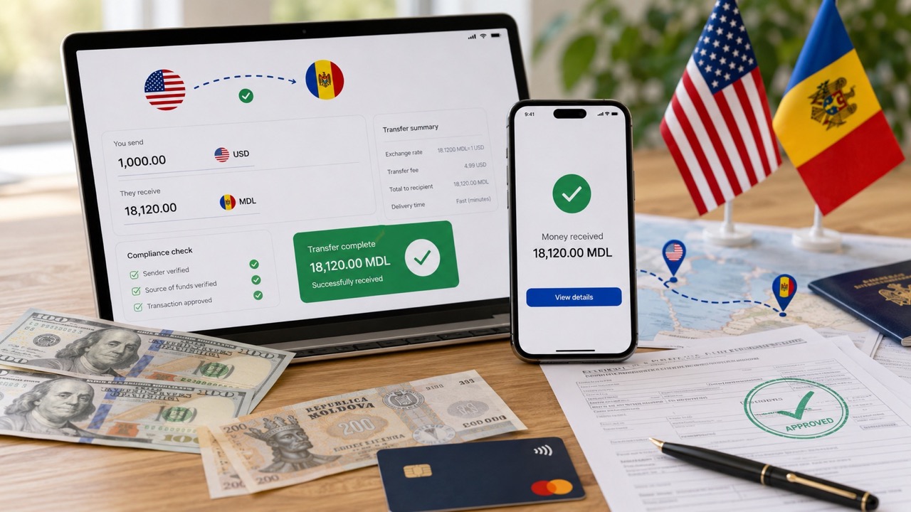 Как перевести деньги из США в Молдову в 2026: способы перевода, документы, комиссии, получение онлайн и наличными, ошибки и причины отказа.
