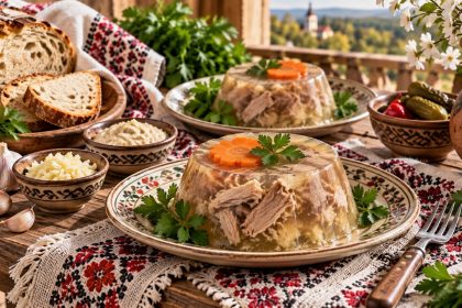 Холодец по-молдавски: рецепт răcituri из петуха на 4–6 порций, точные граммы, пошаговая варка, КБЖУ, подача, замены и советы без желатина.