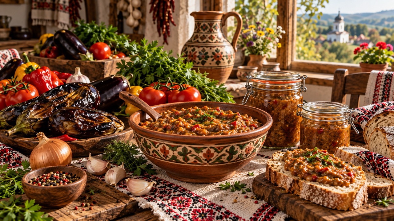 Икра баклажанная по-молдавски: рецепт из печёных баклажанов, перца и помидоров. Точные граммы, КБЖУ, подача, замены и советы.