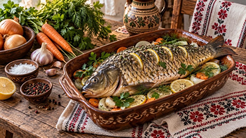 Печёный карп по-молдавски: рецепт в духовке