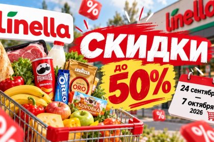 Скидки Linella с 24 сентября по 7 октября 2026 года: акция Preț Mic Zi de Zi, товары до −50%, актуальные цены на продукты и товары для дома.