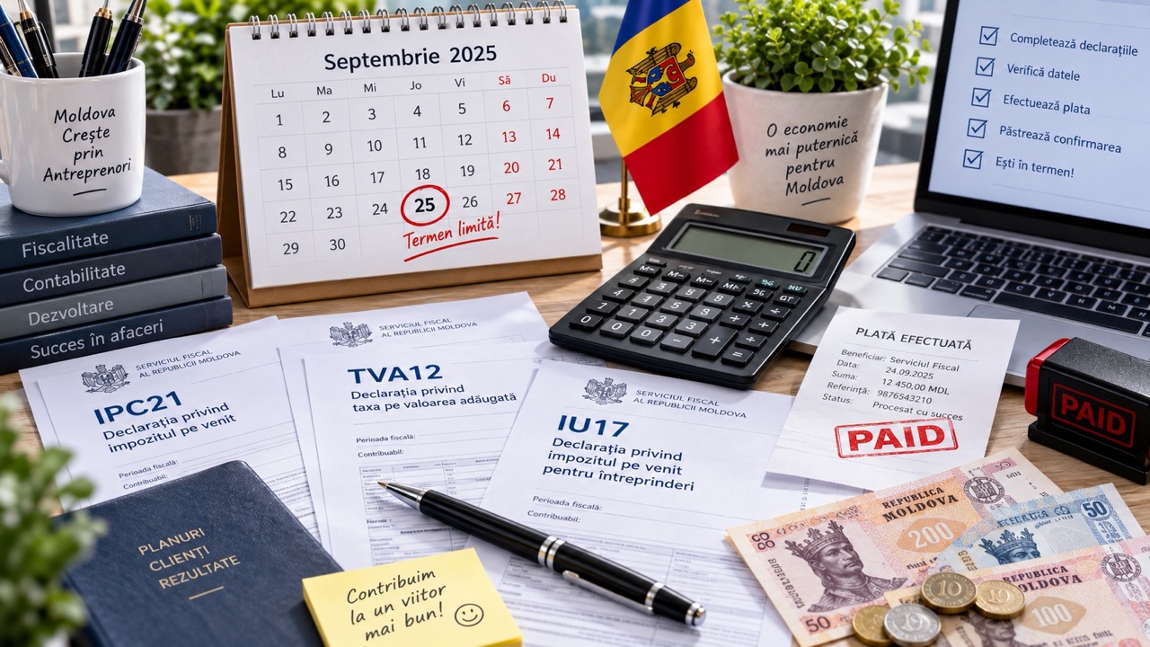 Что оплатить в Молдове до 25 сентября 2026: IPC21, IU17, TVA12, ACZ09, страховые взносы, налог на недвижимость и квартальные платежи бизнеса.