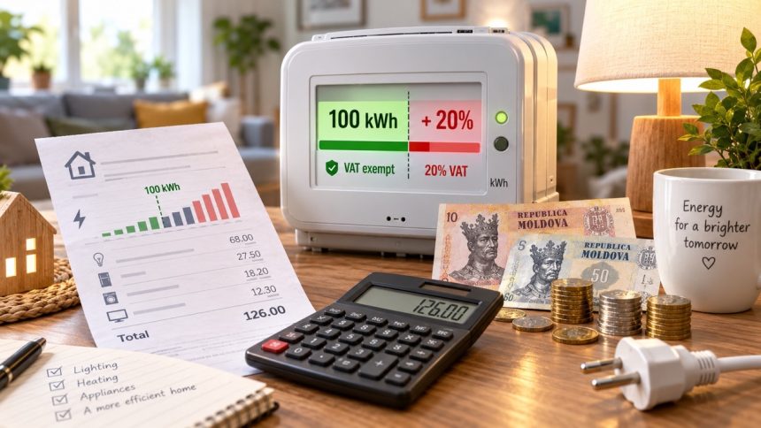 Первые 100 кВт·ч электричества в Молдове сохранят НДС 0%. Рассчитали, сколько семья заплатит при расходе 100, 150, 200 и 300 кВт·ч.