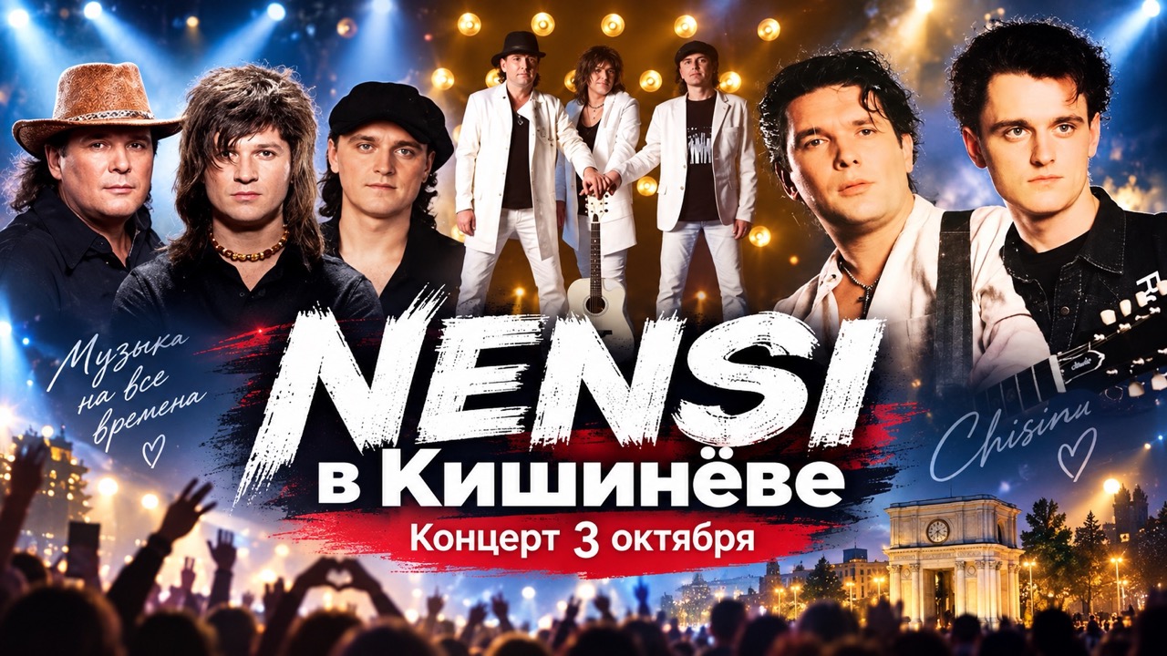 NENSI в Кишинёве 3 октября 2026: Arena Chișinău, начало в 19:00, билеты от 500 леев, программа концерта, хиты и правила входа.