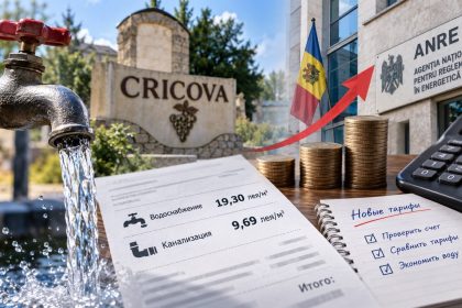 Новые тарифы на воду в Криково: ANRE утвердило 19,30 лея за м³ воды и 9,69 лея за канализацию. Считаем новые платежи жителей в 2026 году.