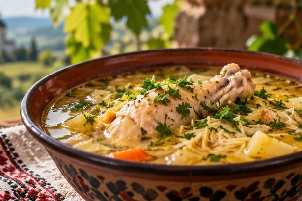 Зама куриная по-молдавски: рецепт с домашней лапшой, кислым боршом и зеленью. Ингредиенты на 4–6 порций, КБЖУ, замены, подача.