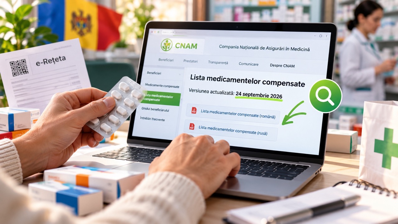 Как проверить лекарство в списке CNAM в октябре 2026: актуальный перечень, поиск препарата, размер компенсации и получение по e-Rețeta.
