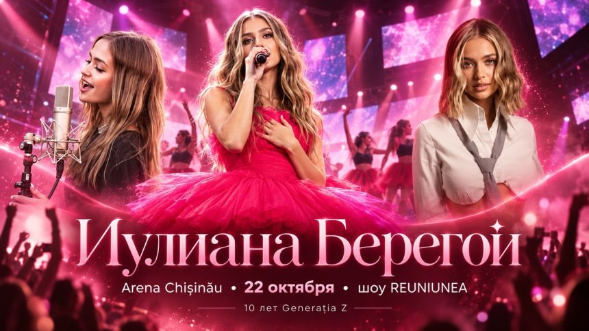 Иулиана Берегой в Кишинёве 22 октября 2026 на Arena Chișinău: цены билетов на концерт REUNIUNEA, где купить, время, песни, Meet & Greet.