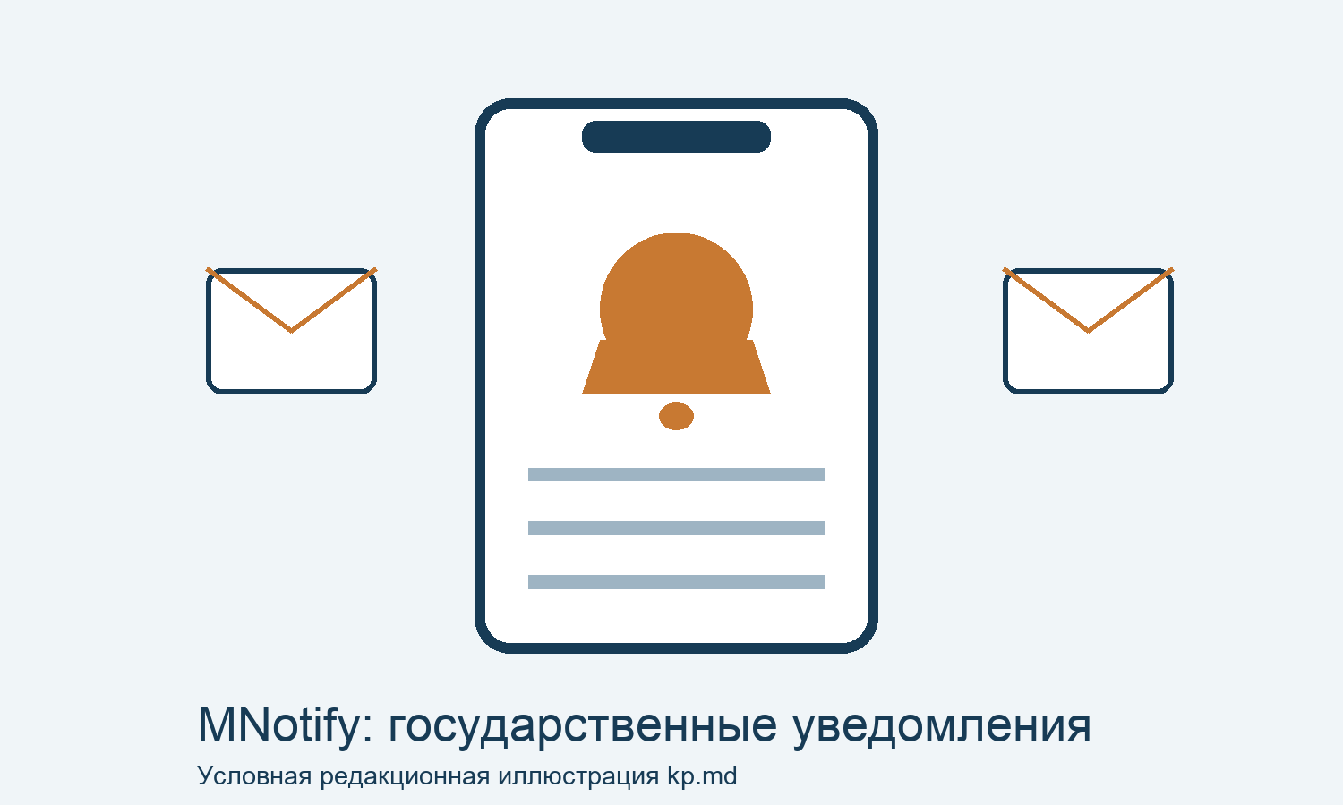 Условная иллюстрация государственных уведомлений MNotify на смартфоне