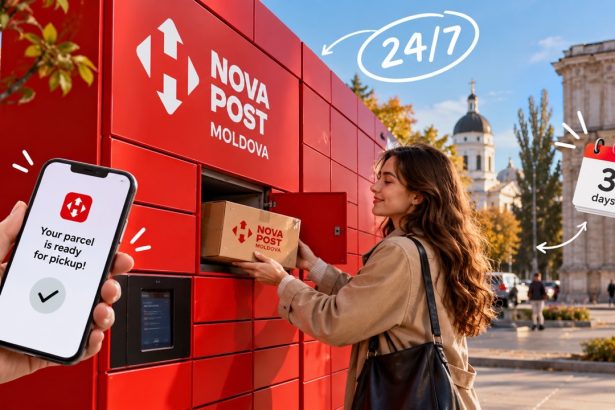 Первый зал почтоматов Nova Post в Кишинёве: адрес на Дачия, 62C, как получить посылку, что нужно для выдачи, сроки хранения и ограничения.