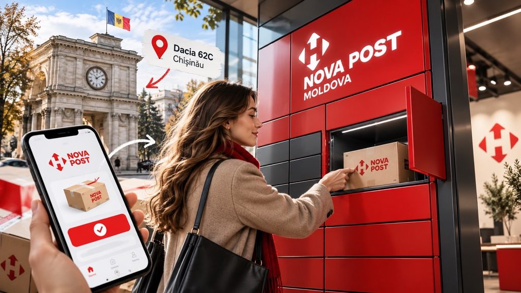 Где находится первый зал почтоматов Nova Post в Кишинёве и как получить посылку